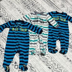 Little Brother Striped Kids One Piece Set - Blue, Gray, Green